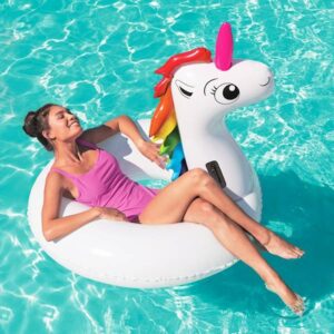 Надуваем пояс Bestway, еднорог, 136 х 131 см, PVC, за басейн и плаж