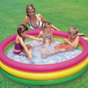 Детски надуваем басейн Intex Sunset Glow, среден, 114 х 25 см, 131 литра, PVC, цветен