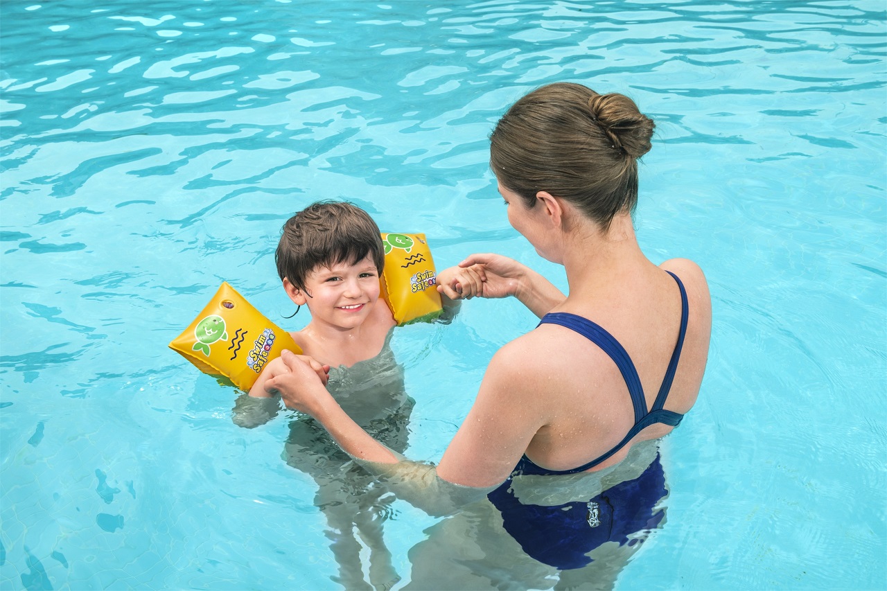 Детски надуваеми раменки Bestway Swim Safe S/M, 2 въздушни камери, PVC, цветни - Image 6