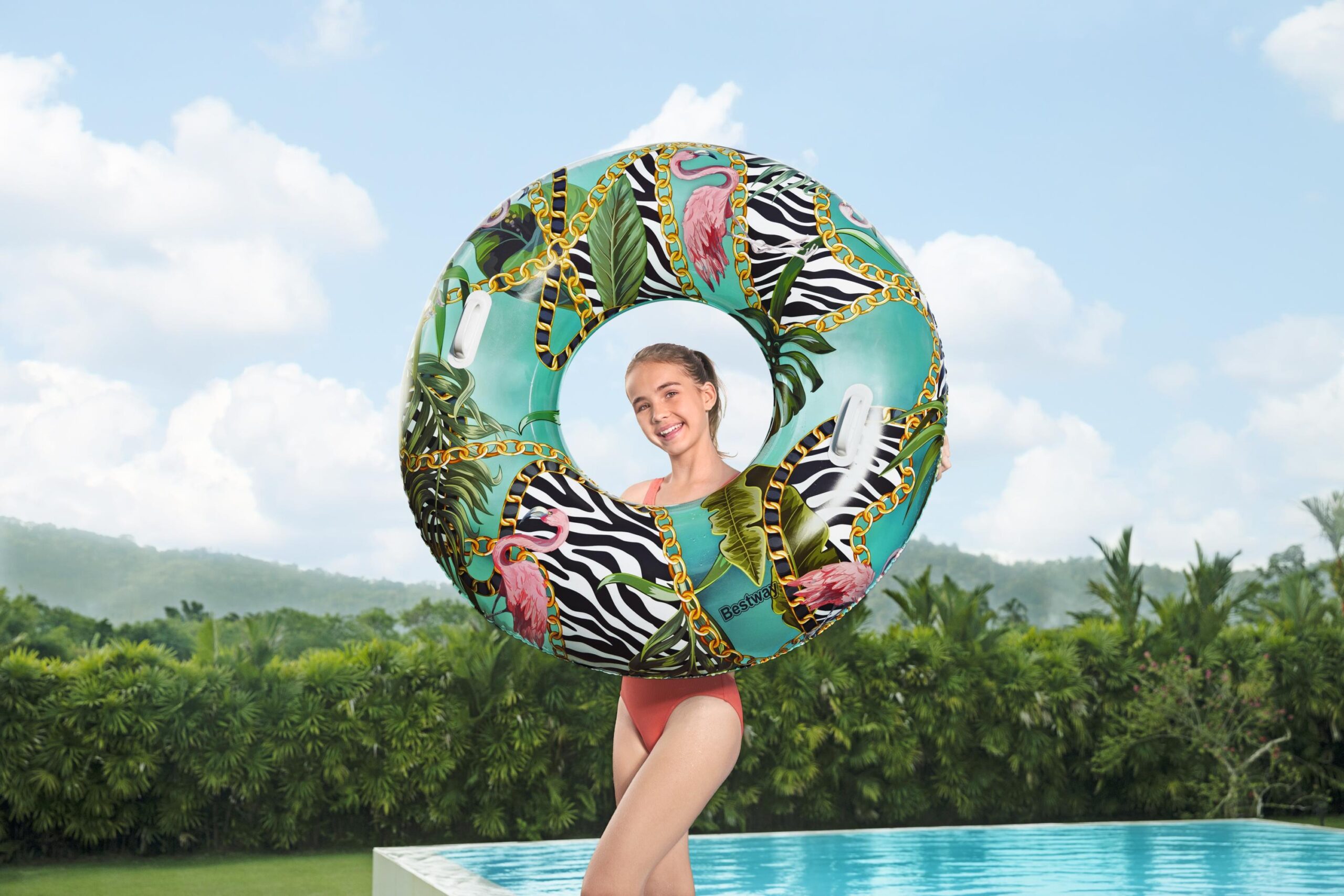 Надуваем пояс BESTWAY Floral Fantasy, диаметър 114 см, PVC, цветен, за деца над 12 г - Image 12