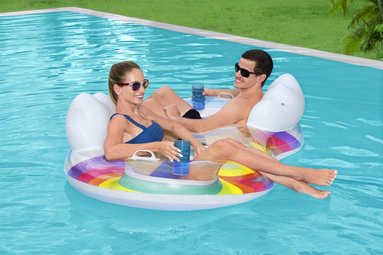Надуваем пояс Rainbow Dreams Bestway, за двама, 186 х 116 см, PVC, дъга - Image 8