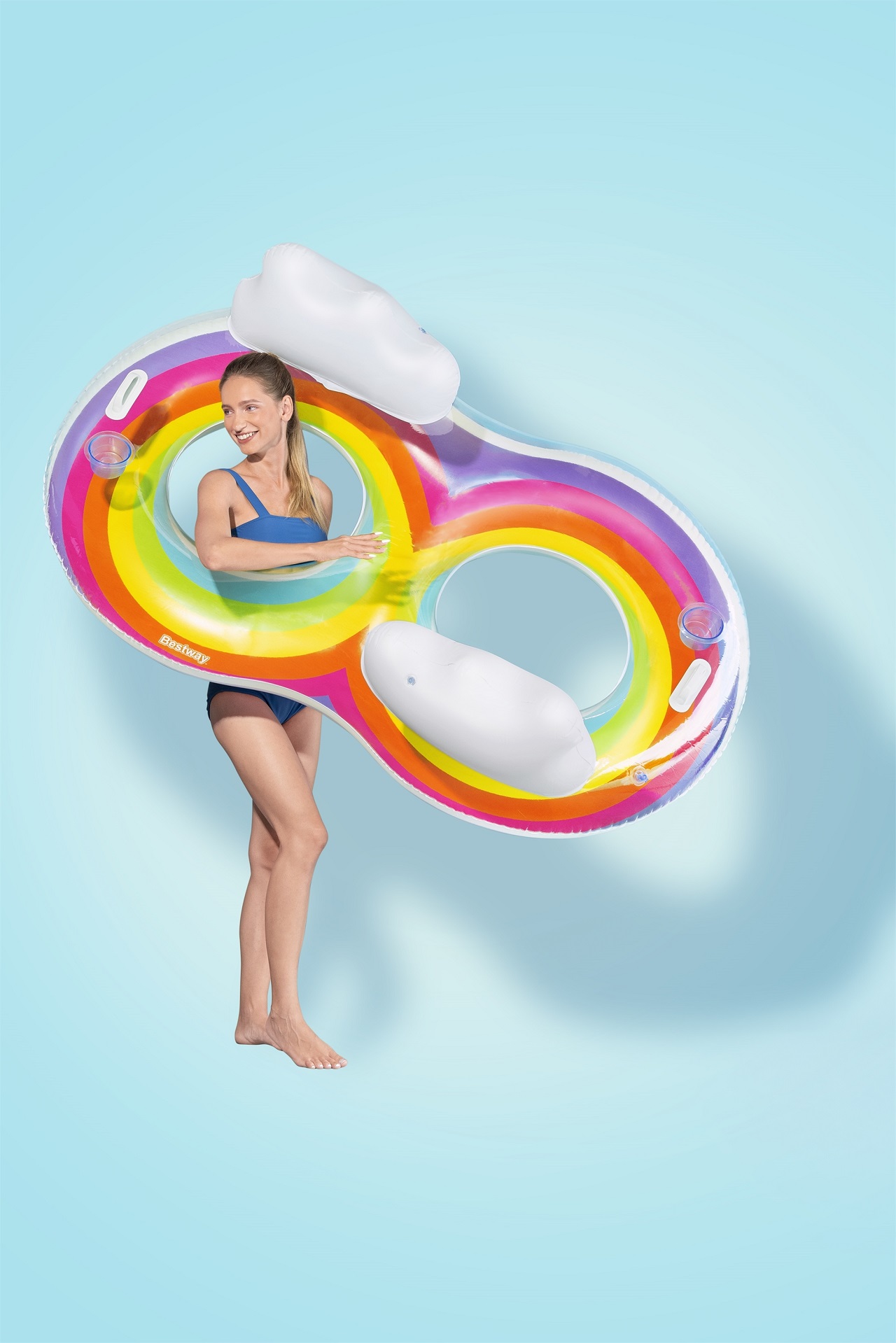 Надуваем пояс Rainbow Dreams Bestway, за двама, 186 х 116 см, PVC, дъга - Image 3