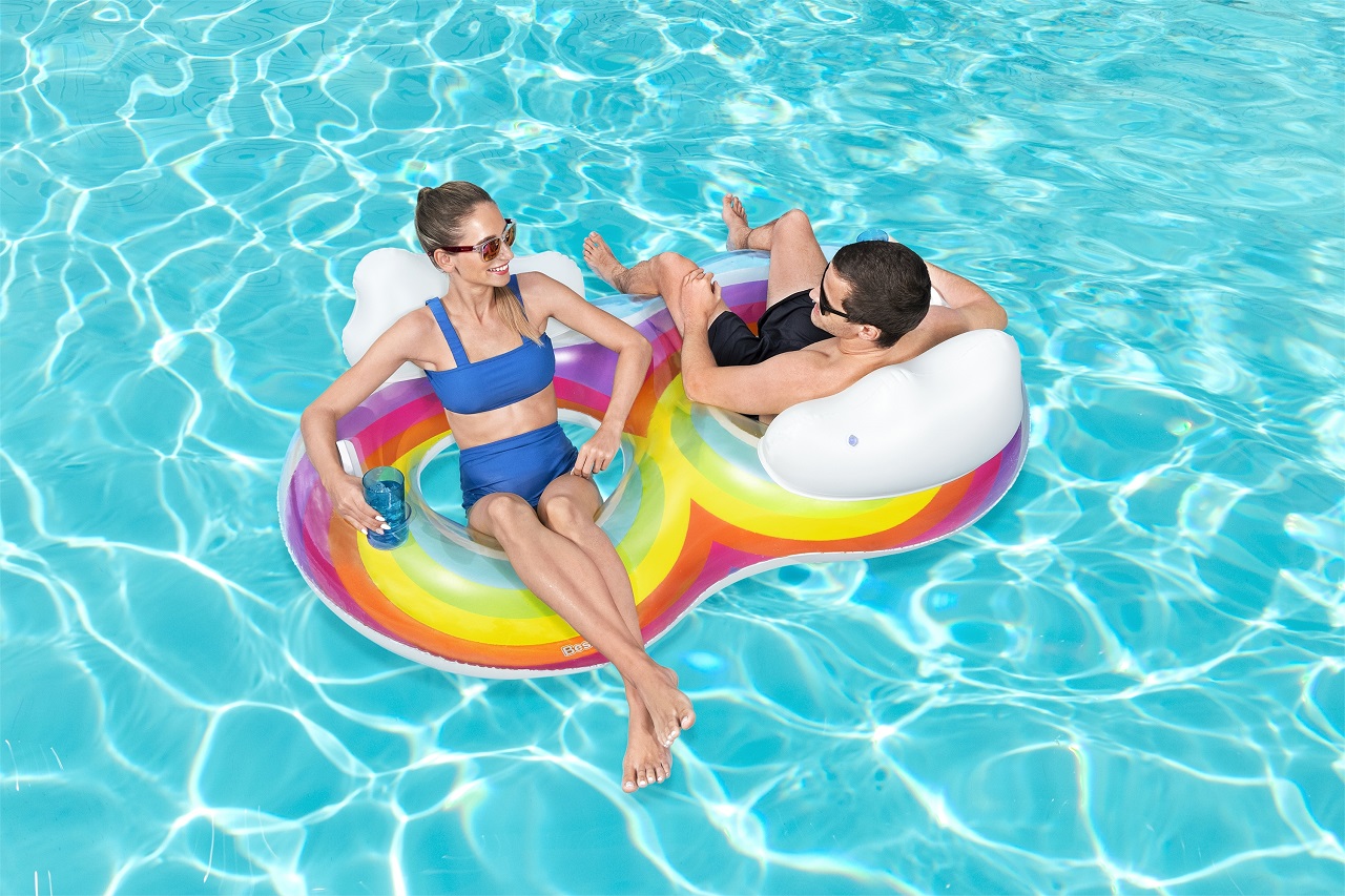 Надуваем пояс Rainbow Dreams Bestway, за двама, 186 х 116 см, PVC, дъга