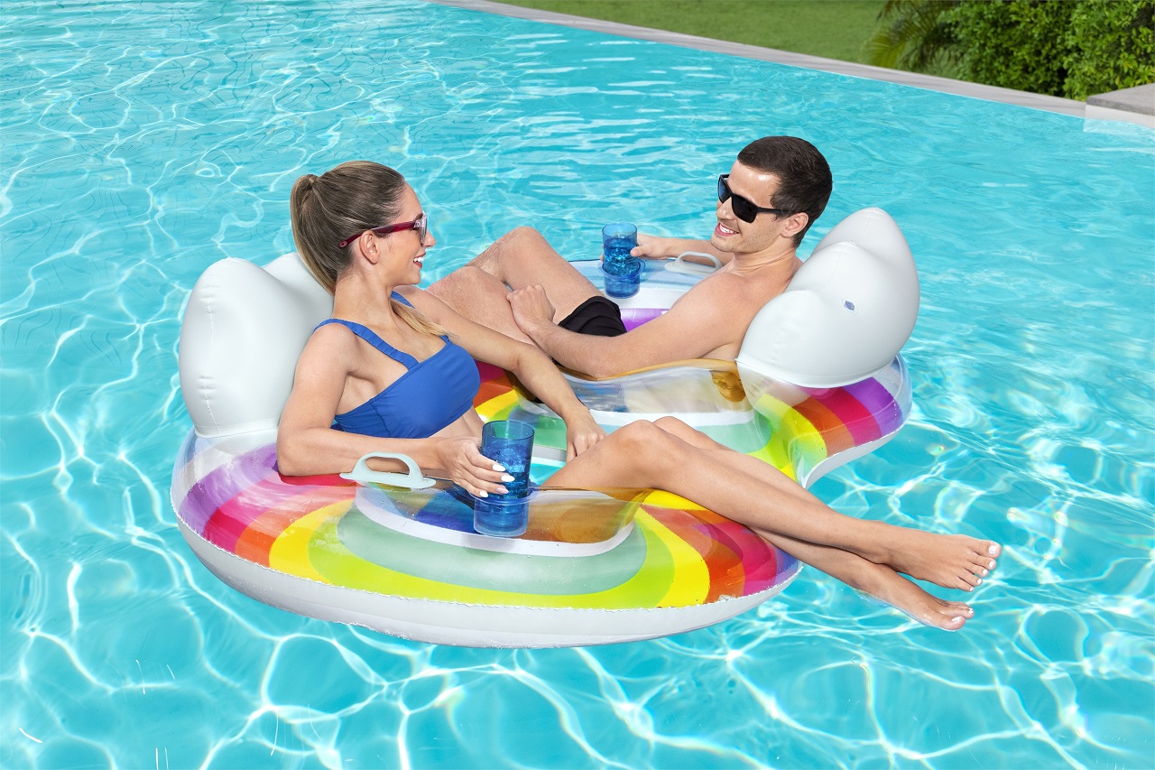 Надуваем пояс Rainbow Dreams Bestway, за двама, 186 х 116 см, PVC, дъга - Image 2
