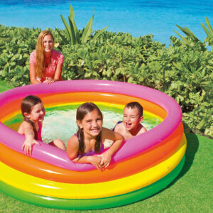 Детски надуваем басейн Intex, 4 ринга, 168 x 46 см, PVC, цветен