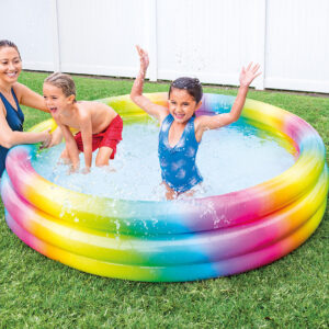 Детски надуваем басейн Intex Rainbow Ombre,голям, 168 x 38 см, PVC, 581 литра, цветен