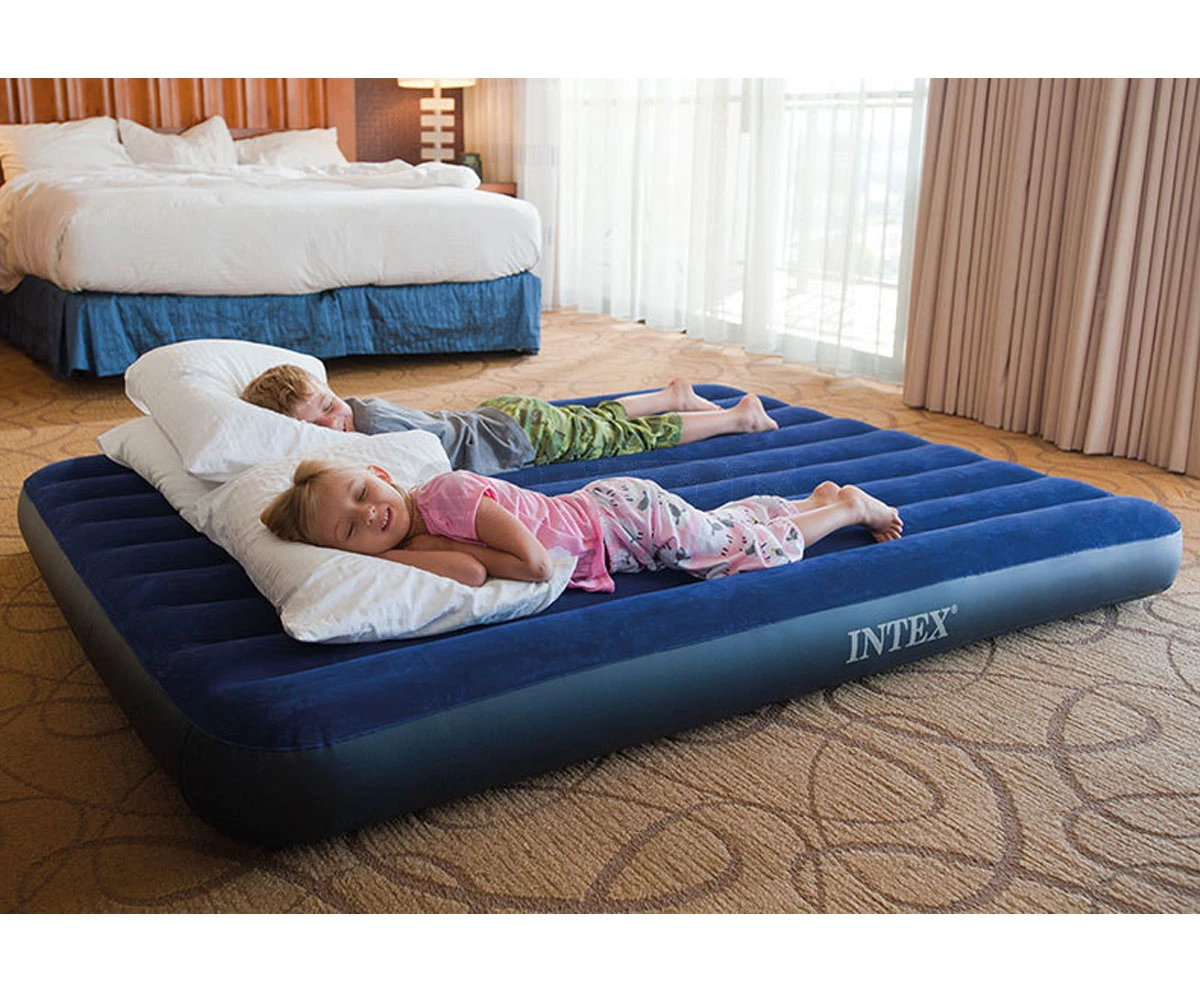 Надуваем матрак Intex Classic Downy, 137 х 191 х 25 см, Fiber-Tech, плюшен, PVC, син