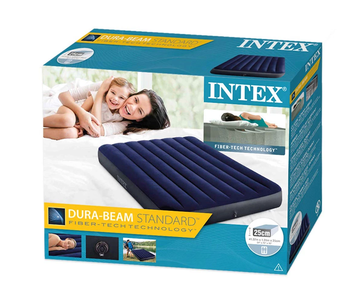 Надуваем матрак Intex Classic Downy, 137 х 191 х 25 см, Fiber-Tech, плюшен, PVC, син - Image 6