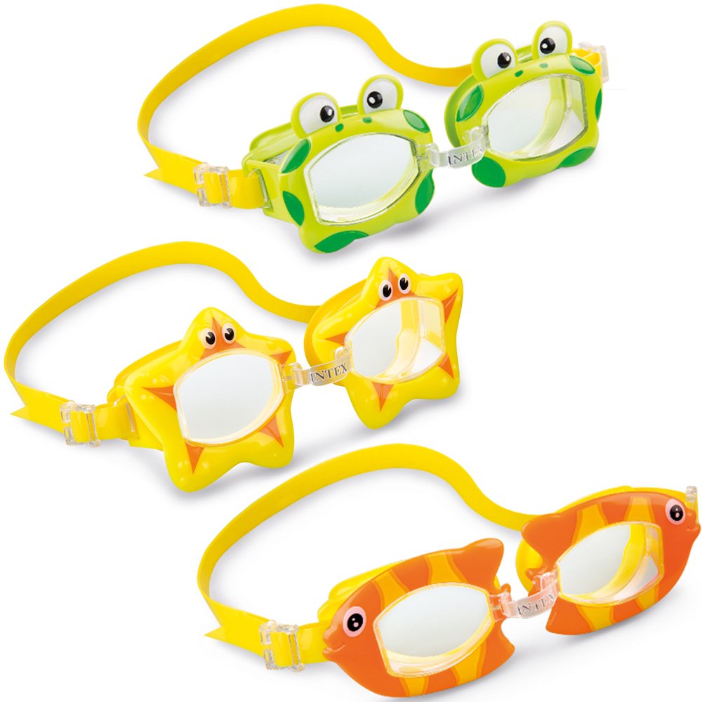Детски очила за плуване Intex Animal Fun Goggles, UV защита, хипоалергенни, жаби, риби, звезди