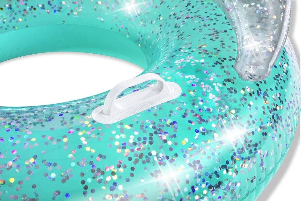 Надуваем пояс Glitter Dream Bestway, с облегалка, 1.17 м, PVC, тюркоаз с брокат - Image 3