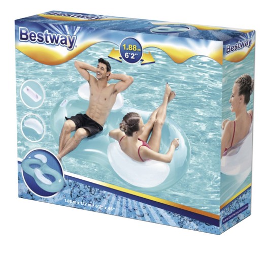 Надуваем двоен пояс Bestway, Double Ring Float, 188 x 117 см, PVC, за двама - Image 8