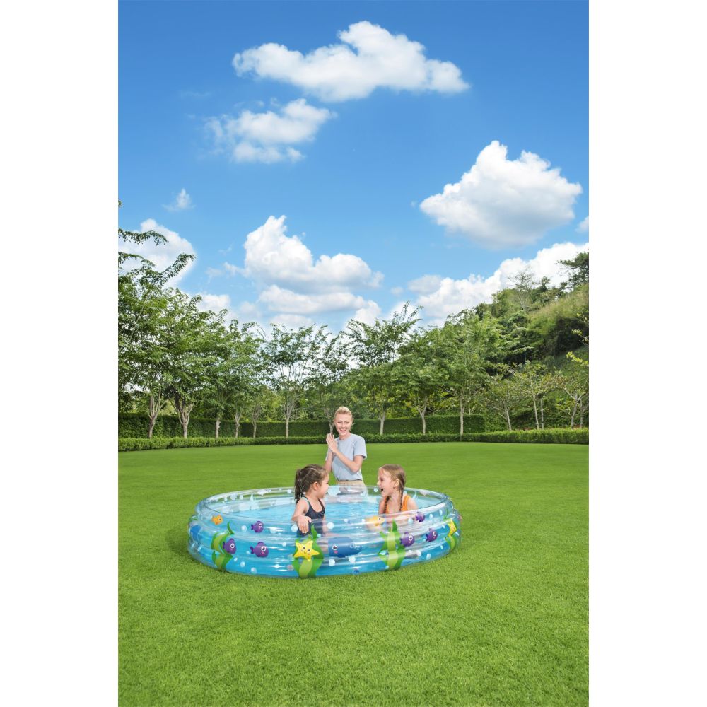 Детски надуваем басейн Bestway, 183 х 33 см, 3 пръстена, PVC, морски мотиви - Image 6