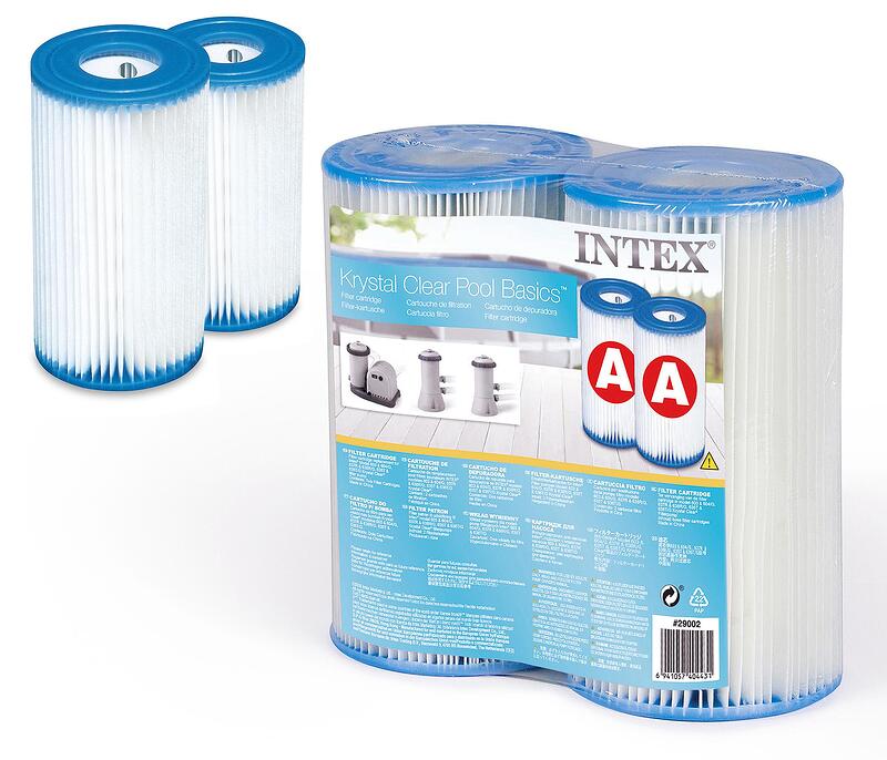 Филтърни картриджи Intex Krystal Clear Pool Basics, комплект от две части, подходящи за поддържане на чистота в басейни.