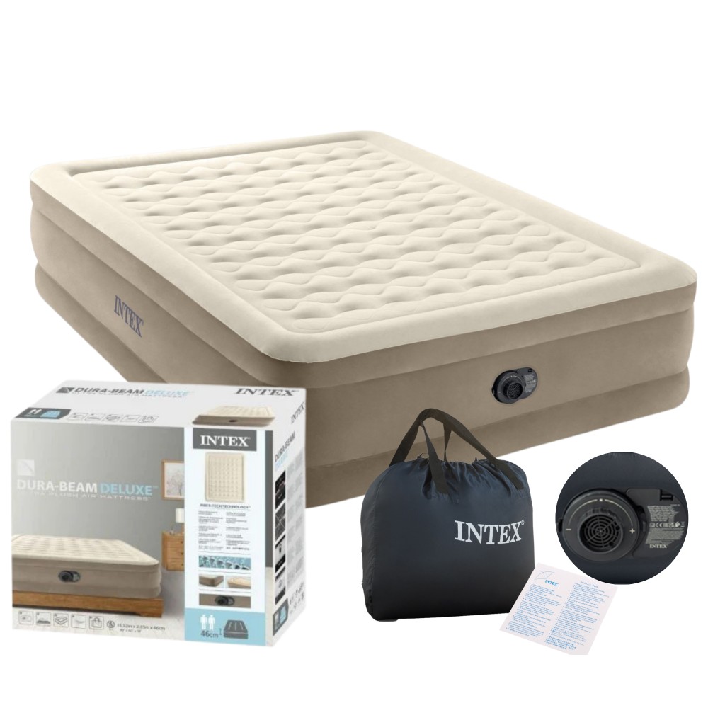 Надуваем матрак Intex Dura-Beam Deluxe с комплект и помпа за бързо надуване.