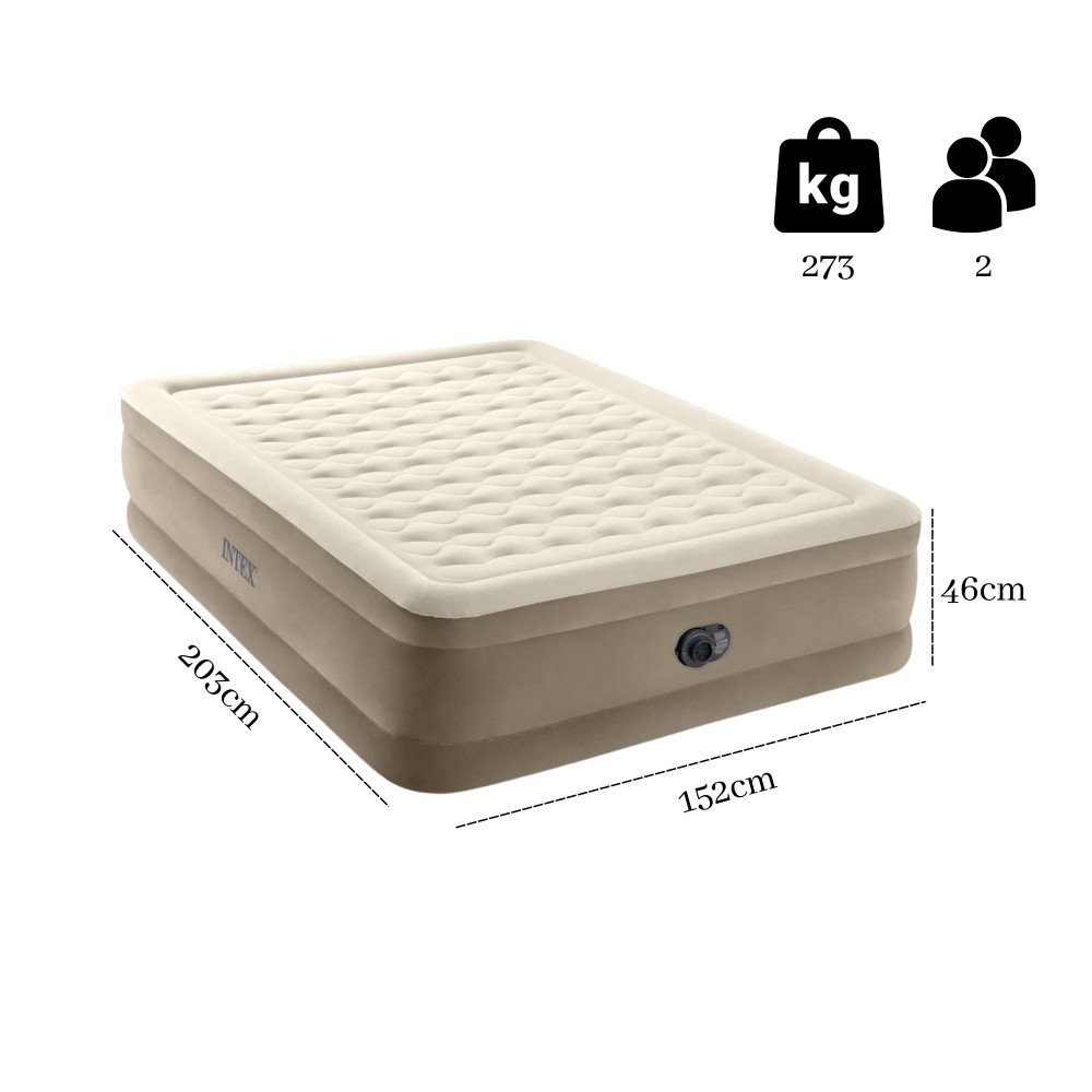 Въздушно легло Intex, размери 203x152x46 см, капацитет 273 кг, за двама души.