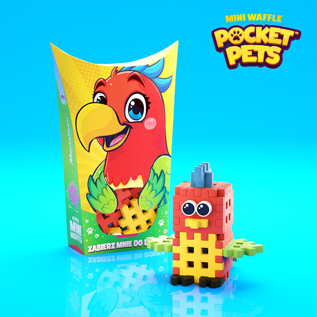 Pocket Pets Marioinex - Мини гофрета Папагал, 25 части