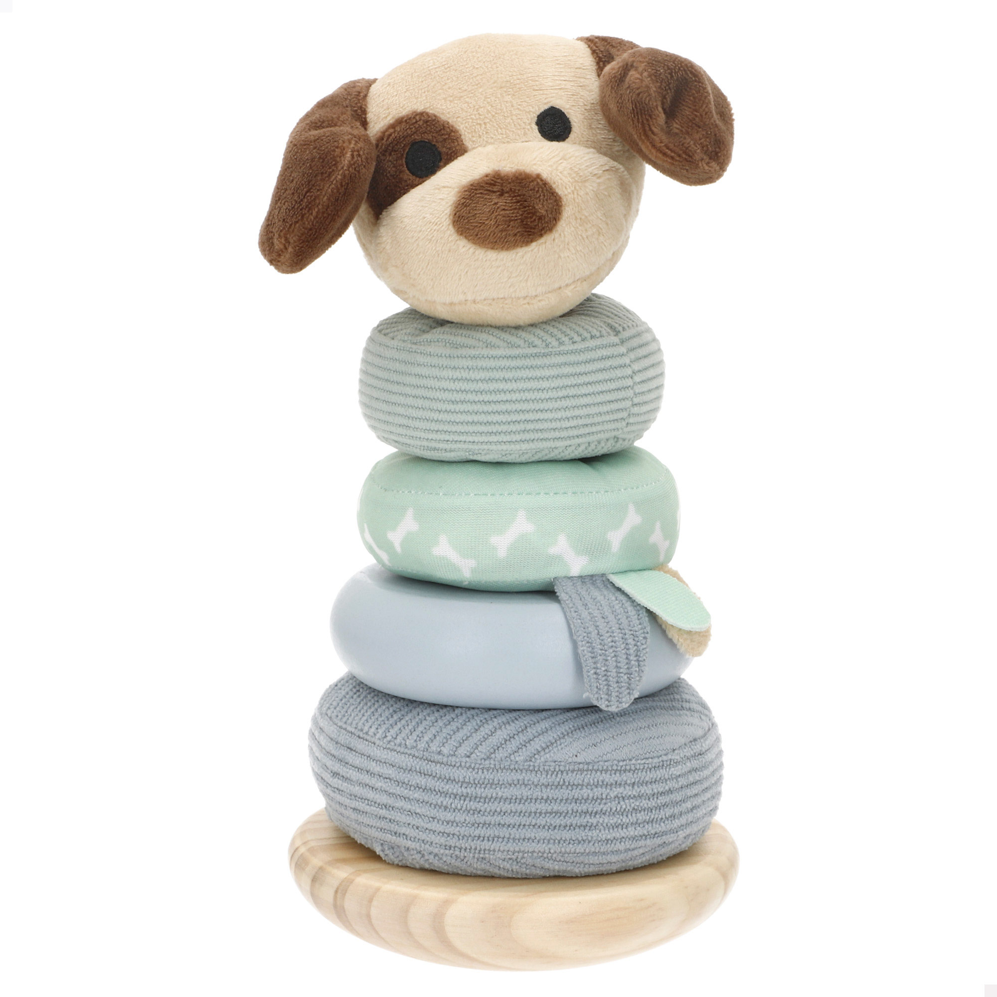 Дървена играчка с плюш, куче, зайче Woomax +10М - Image 4