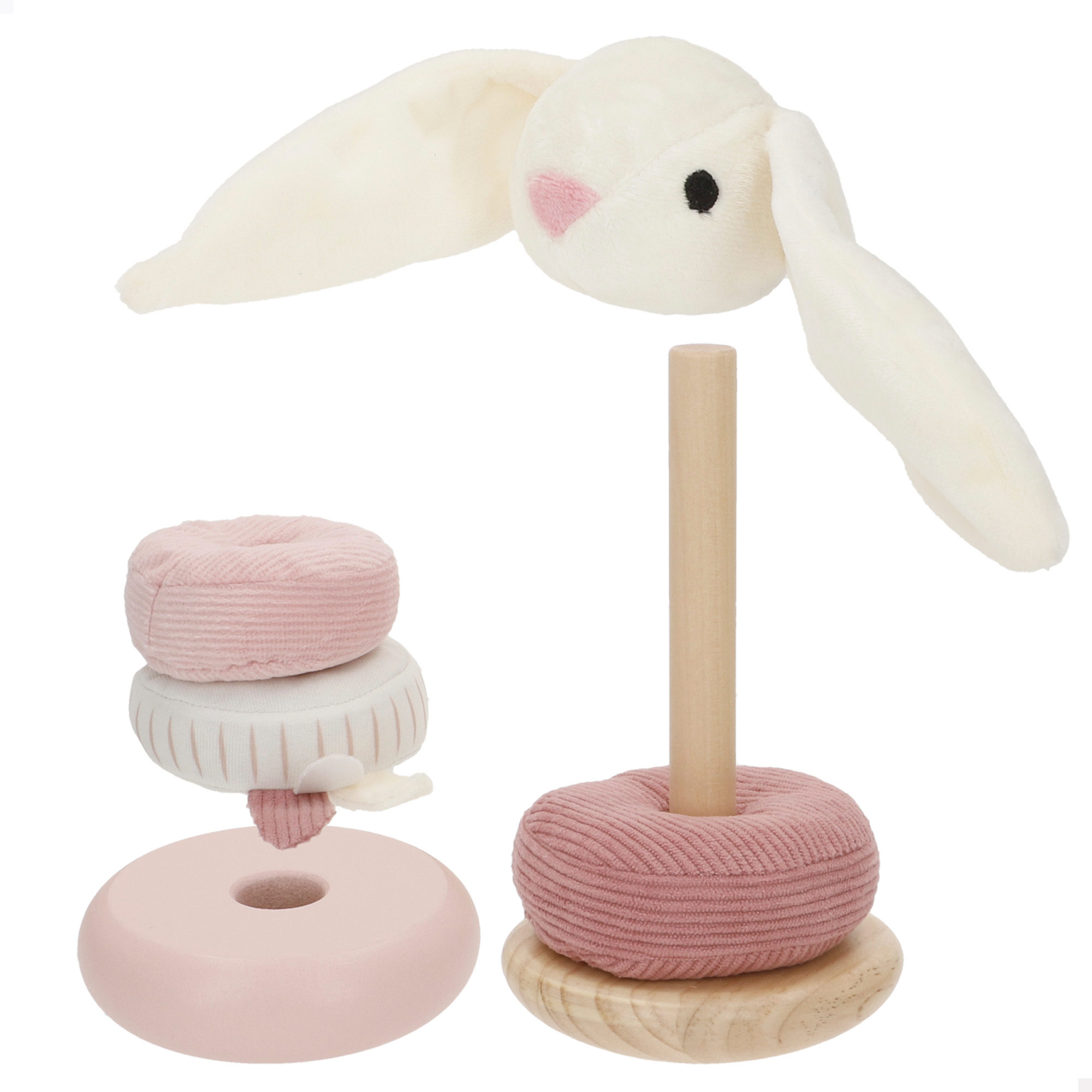 Дървена играчка с плюш, куче, зайче Woomax +10М - Image 3