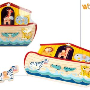 Дървен пъзел лодка с животни 28 х 22см , Woomax