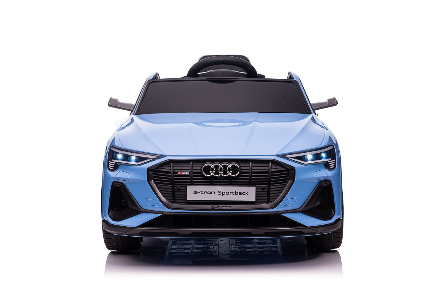 Детски акумулаторен автомобил с USB, Audi QS8, кожени седалки, син - Image 2