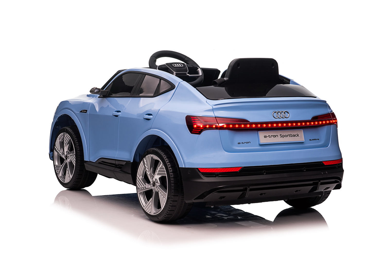 Детски акумулаторен автомобил с USB, Audi QS8, кожени седалки, син - Image 4