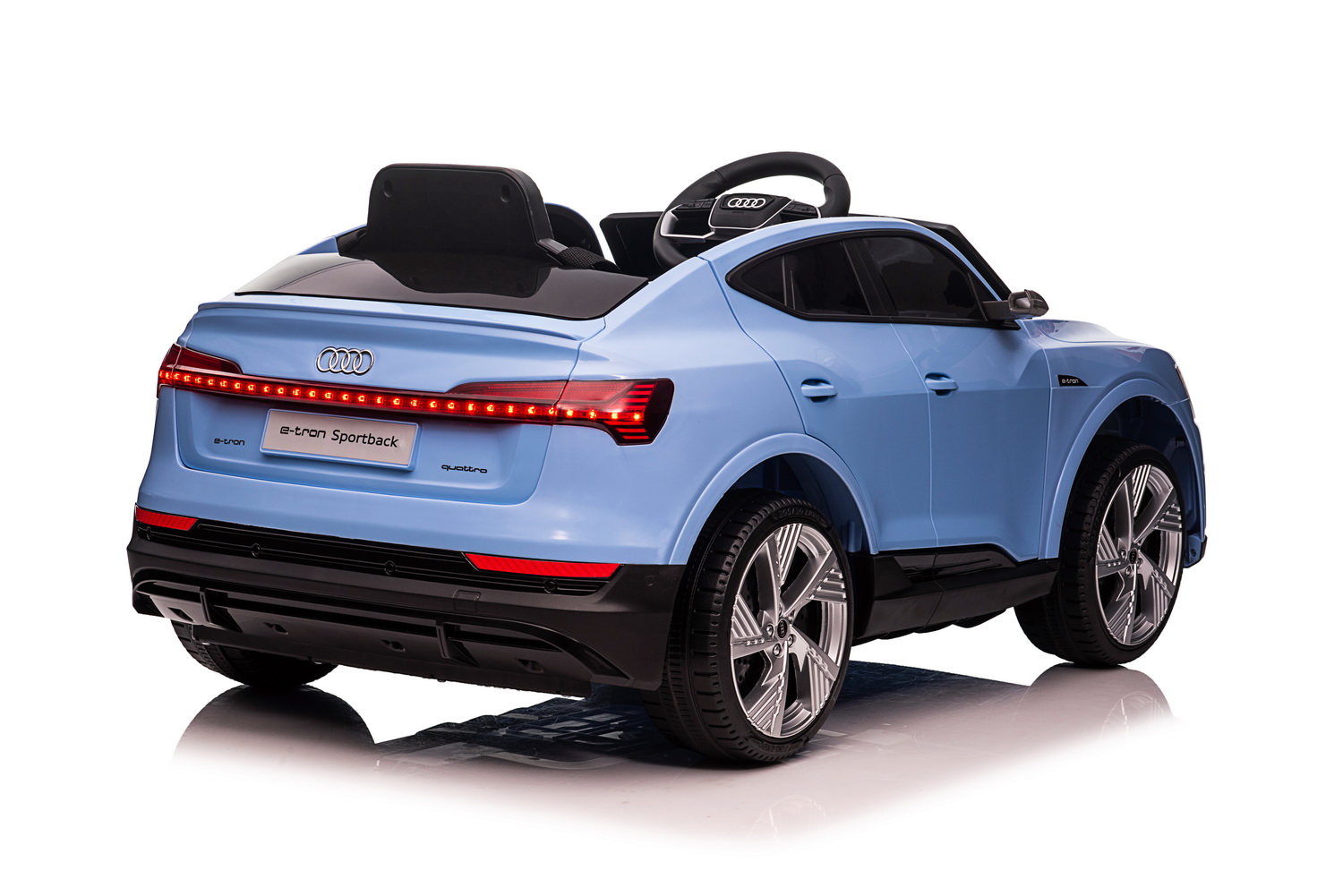 Детски акумулаторен автомобил с USB, Audi QS8, кожени седалки, син - Image 6