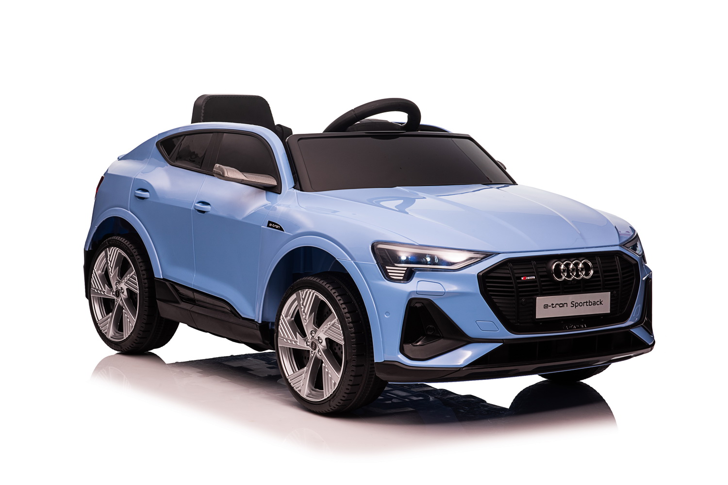 Детски акумулаторен автомобил с USB, Audi QS8, кожени седалки, син