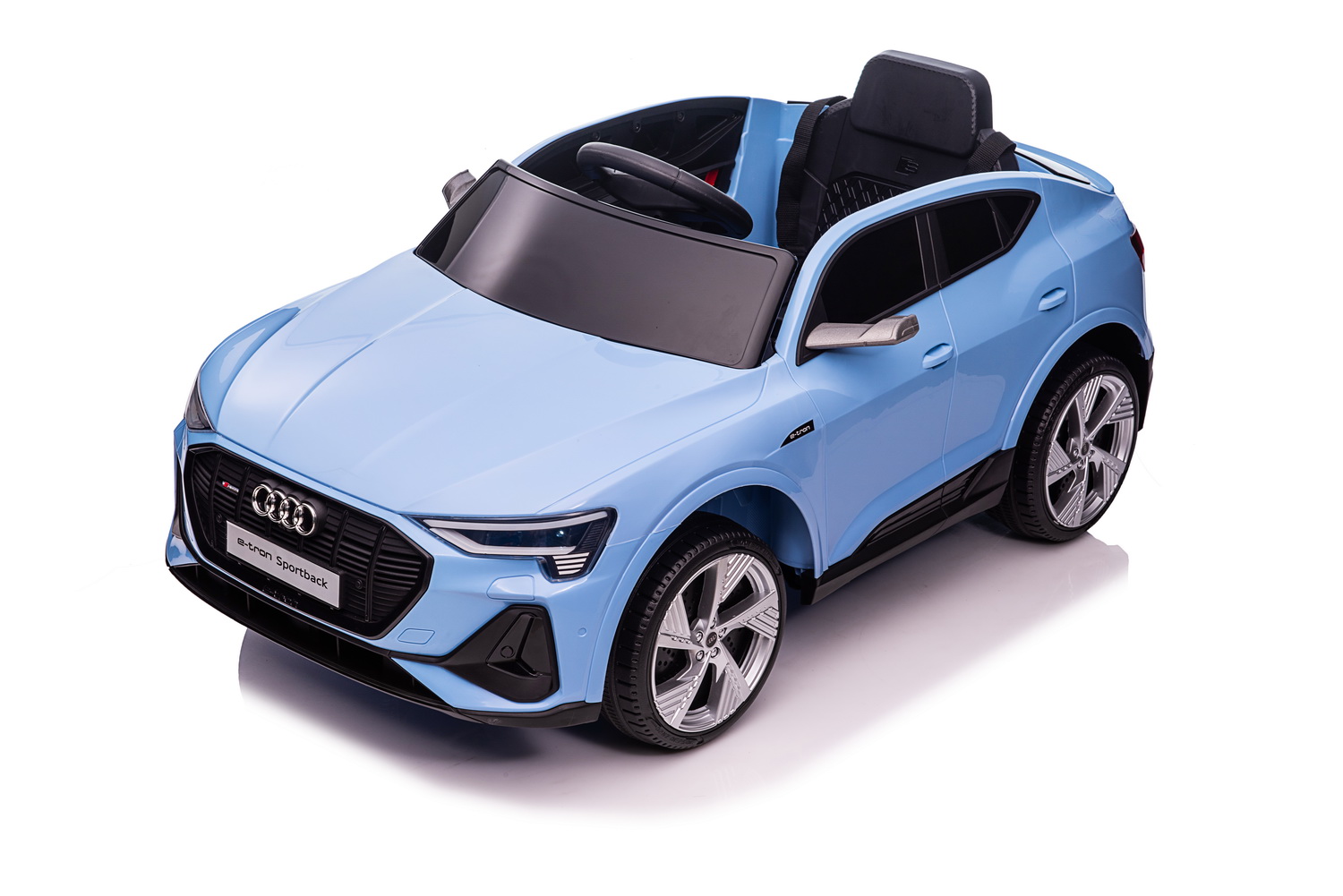 Детски акумулаторен автомобил с USB, Audi QS8, кожени седалки, син - Image 9