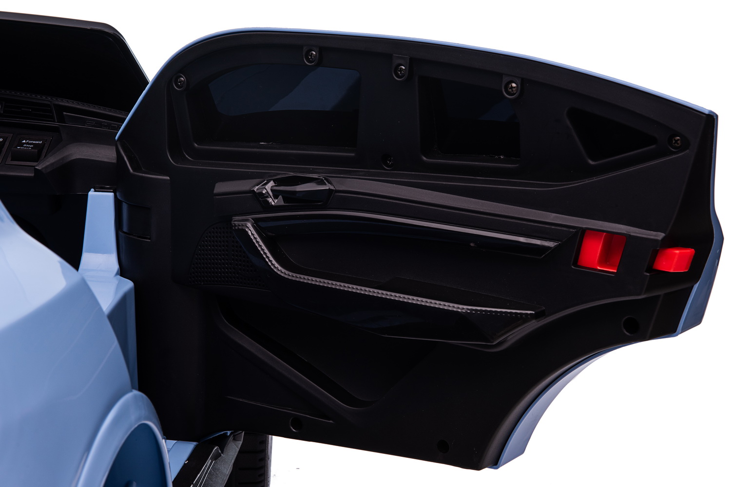 Детски акумулаторен автомобил с USB, Audi QS8, кожени седалки, син - Image 10