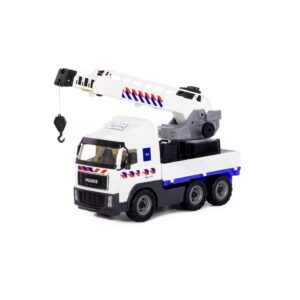 Камион с разпъващ се кран Polesie, PowerTruck Poletie NL, бял/син