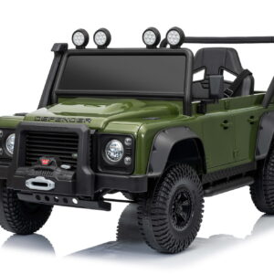 Детски акумулаторен автомобил с USB, Land Rover Defender 110 SVX Concept, кожени седалки, зелен