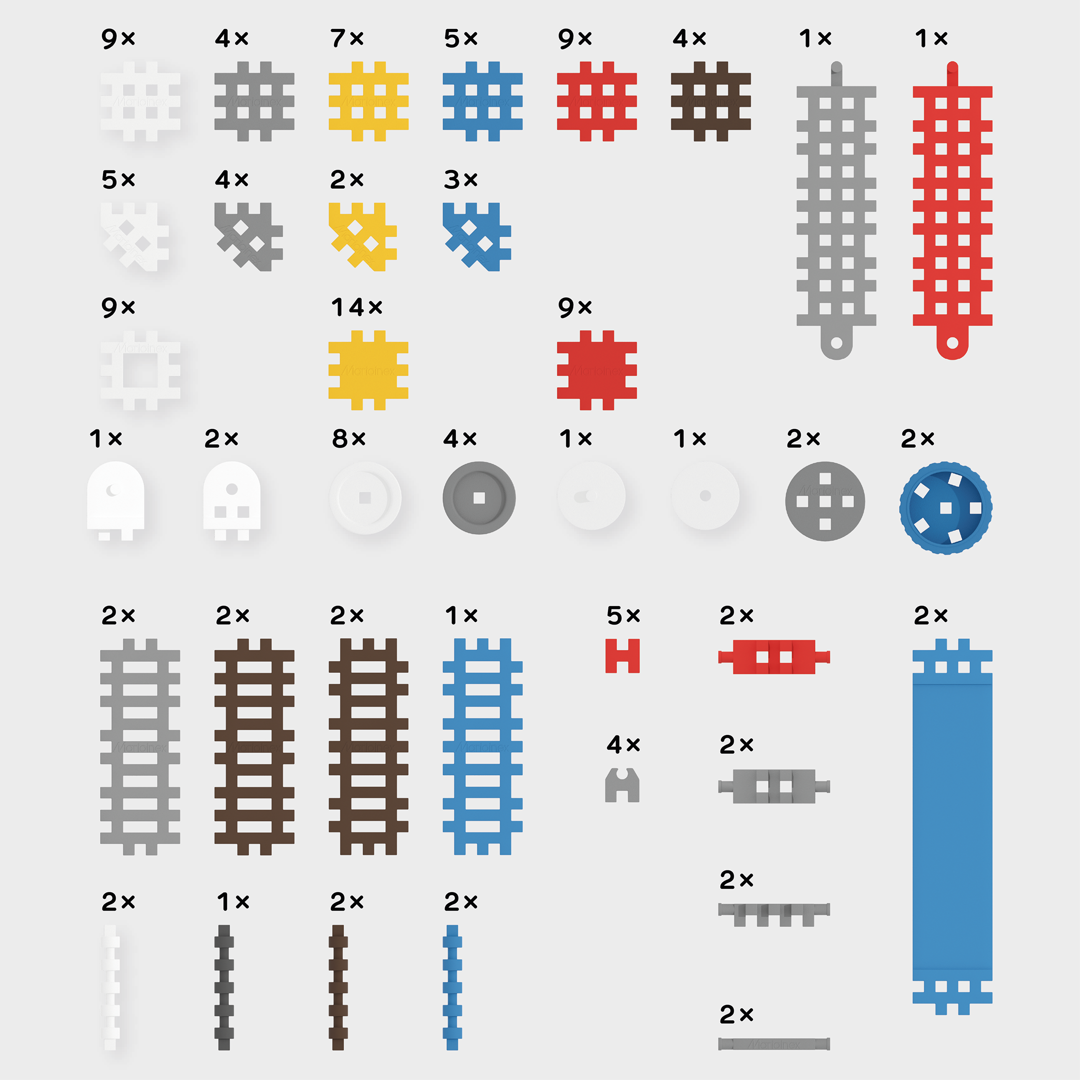 Marioinex - Мини конструктор гофрети 140 части, син - Image 7