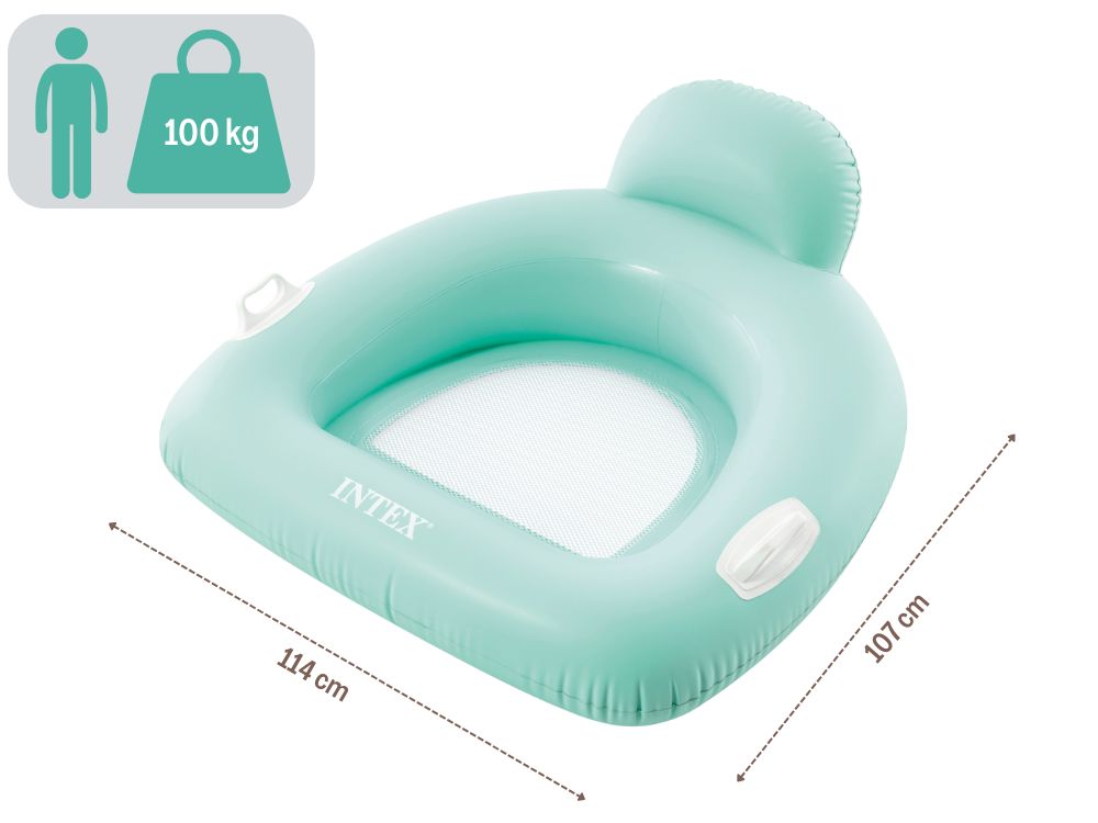 Надуваемо кресло за вода, PILLOW FLOAT LOUNGES INTEX с мрежесто дъно и облегалка - Image 10