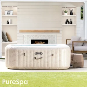 Надуваемо джакузи Intex PureSpa Chevron Bubble Deluxe, 795л 4 места, 175 х 71 см, 140 въздушни струи, бяло