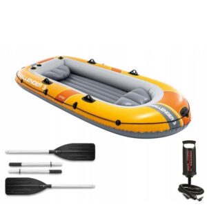 Надуваема лодка Challenger 3 Intex, за 3 възрастни, 295 х 137 см, PVC, жълта