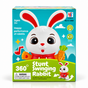 Интерактивно зайче Stunt Swinging Rabbit, 360° движение, светлини и музика, 3+ години
