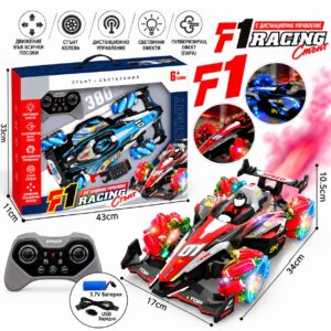 Радиоуправляема състезателна кола F1 Racing със стънт колела, светлини и пулверизиращ ефект