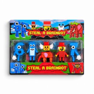 Комплект фигурки Steal a Brainrot, 5 забавни героя, цветни блокови персонажи за ролева игра