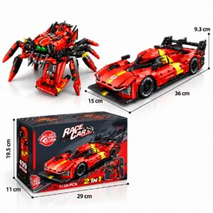 Конструктор 2 в 1 Race Car – състезателна кола и робот паяк, 1138 части