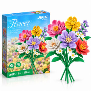 Декоративен конструктор JING BLOCKS Woven Dreams Twilight Hues с разноцветни цветя, декоративен букет, 286 части