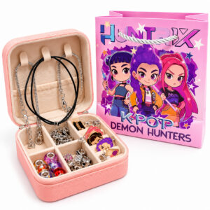 Детски комплект за бижута Demon Hunters, розова кутия с гривни, колиета и аксесоари