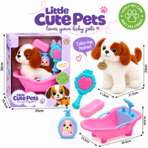 Плюшено кученце Little Cute Pets с ваничка за къпане, душ, шампоан, сапун и четка за грижа