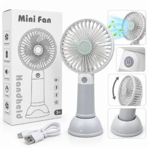 Преносим мини вентилатор Mini Fan с поставка,USB зареждане, 3 скорости, многоцветни