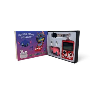 Подаръчен комплект 4 в 1 TWS-P10 Mini Gift Set с безжични слушалки, смарт часовник, мини игрова конзола и аксесоар