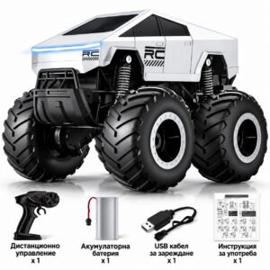 Джип Monster Truck 4x4 с дистанционно управление, големи гуми, амортисьори и светлинни ефекти