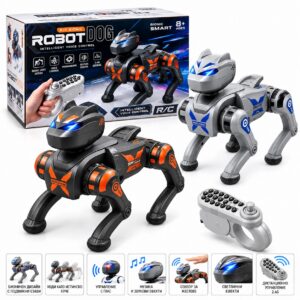 Интерактивно роботизирано куче Robot Dog с дистанционно управление 2.4G, гласови команди, жестов сензор, програмиране, музика и светлинни ефекти